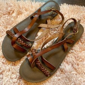 brand new,brown, strappy sandal! size 8